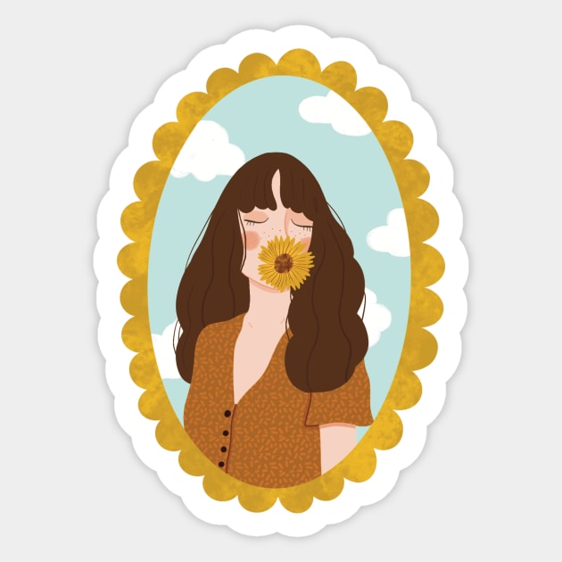 Sunflower Lady Sticker by Carlotta Illustration